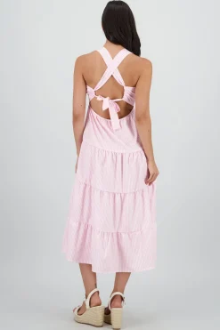 Vestido midi tirantes gruesos olanes