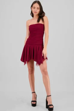 Vestido mini asimetrico de mesh