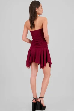 Vestido mini asimetrico de mesh