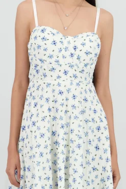 Vestido mini con copas de textura y flores