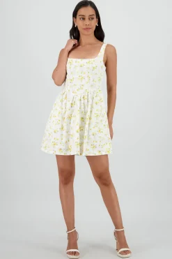 Vestido mini corset estampado flores