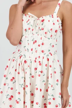 Vestido mini corset estampado cerezas