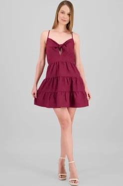 Vestido mini detalle moños olanes