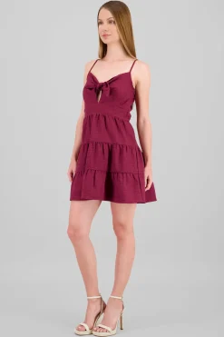 Vestido mini detalle moños olanes