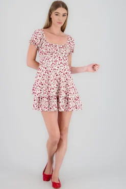 Vestido mini escote cuadrado flores