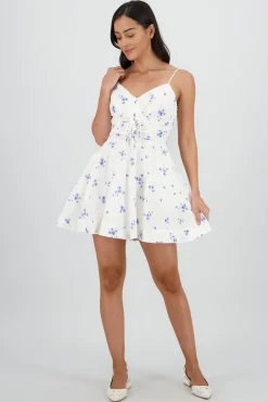 Vestido mini estampado flores y polka