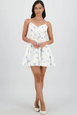 Vestido mini estampado flores y polka