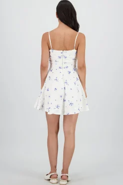 Vestido mini estampado flores y polka