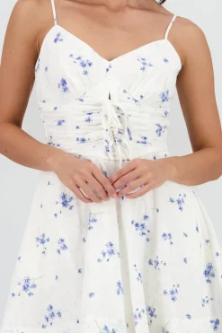 Vestido mini estampado flores y polka