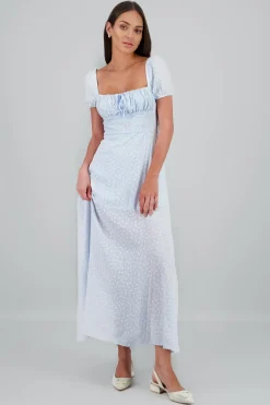 Vestido mini flores manga corta