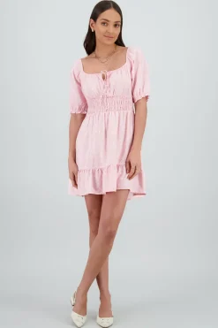 Vestido mini manga abullonada mini flores