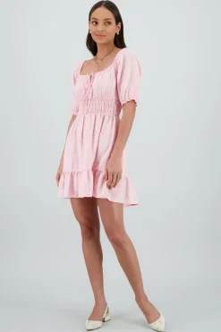 Vestido mini manga abullonada mini flores