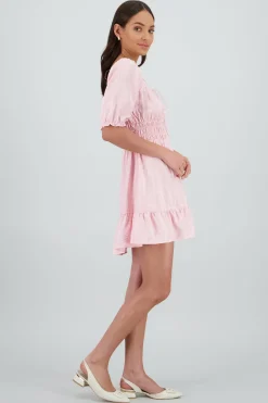 Vestido mini manga abullonada mini flores