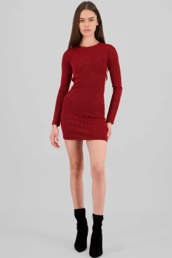 Vestido mini manga larga espalda abierta lurex