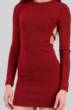 Vestido mini manga larga espalda abierta lurex