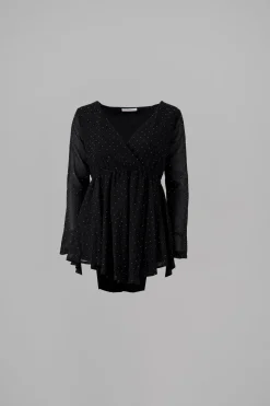 Vestido mini manga larga brillos