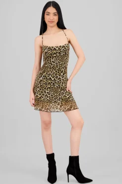 Vestido mini mesh animal print