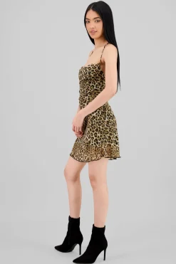 Vestido mini mesh animal print