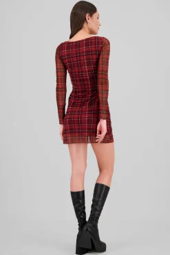 Vestido mini mesh cuadros