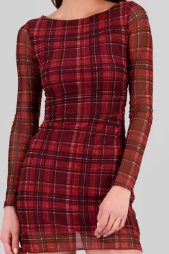 Vestido mini mesh cuadros