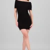 Vestido mini rib off shoulder