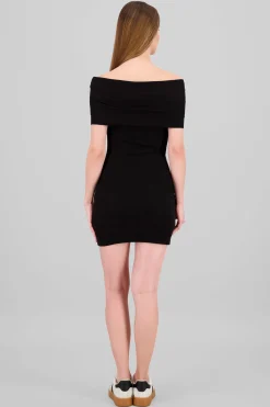 Vestido mini rib off shoulder