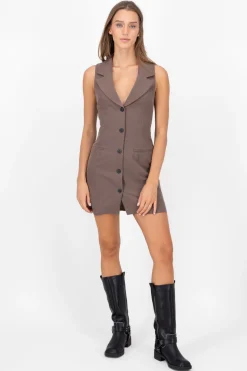 Vestido Mini Solapa Botones