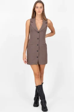 Vestido Mini Solapa Botones