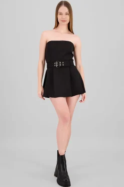 Vestido mini tableado detalle cinturon