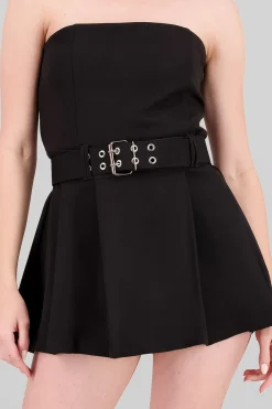 Vestido mini tableado detalle cinturon