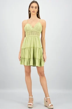 Vestido mini tirantes crochet