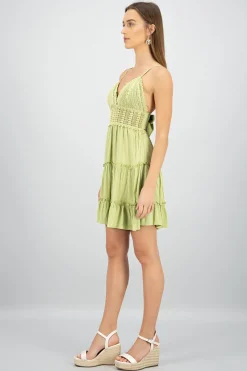 Vestido mini tirantes crochet