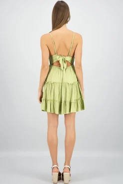 Vestido mini tirantes crochet