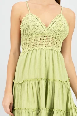 Vestido mini tirantes crochet