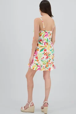 Vestido mini tirantes estampado frutas