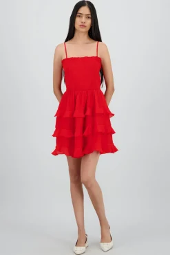 Vestido mini tirantes y olanes