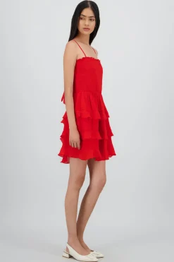 Vestido mini tirantes y olanes