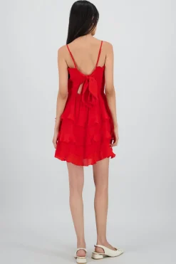 Vestido mini tirantes y olanes