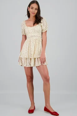 Vestido olanes mini flores con textura