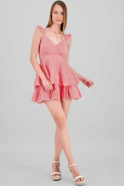 Vestido rayas tirantes detalle olanes