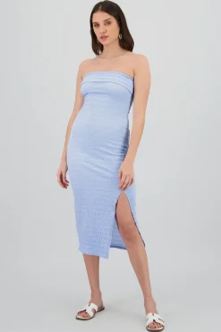 Vestido strapless doble de textura