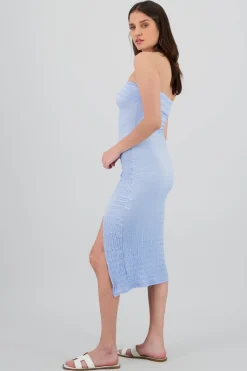 Vestido strapless doble de textura