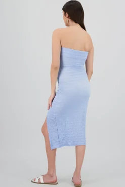 Vestido strapless doble de textura