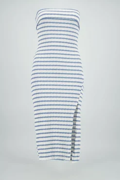 Vestido strapless estampado rayas