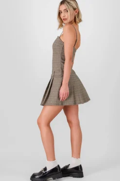 Vestido tableada cuadros con cinturon